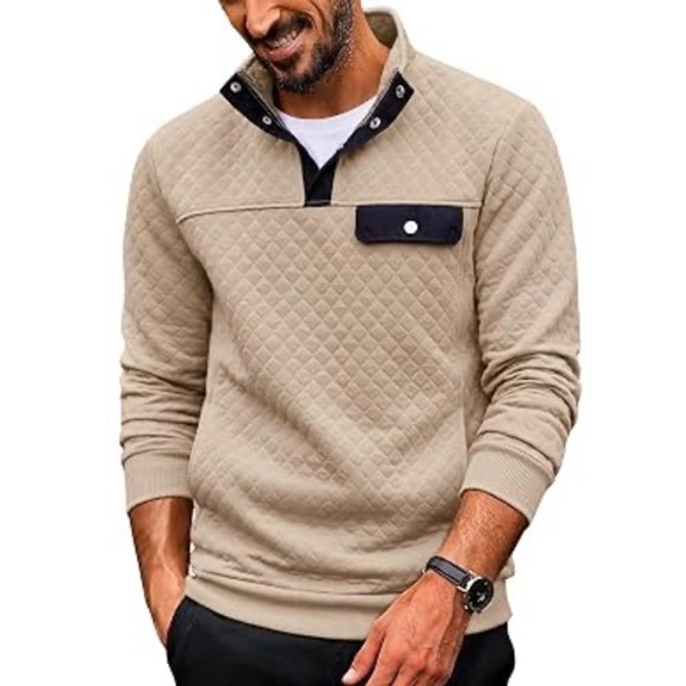 Comfort Quilted Pullover Mens 2XL Tan Excellent Casual Outdoor Streetwear